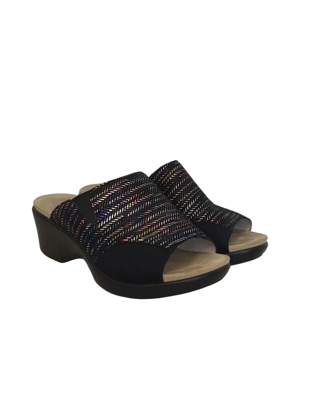 Alegria 39 (US 9) Ryli Women’s Sandals Wedge Comfort Shoes Slides Black